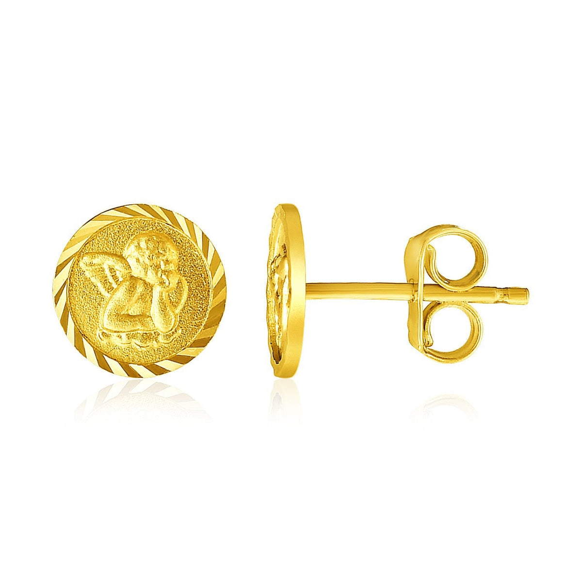 14K Yellow Gold Angel Post Earrings