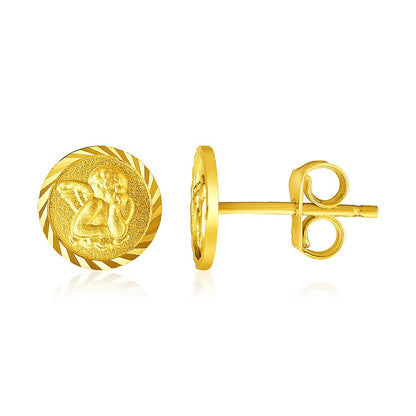 14K Yellow Gold Angel Post Earrings