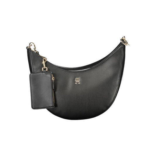 Black Polyurethane Women's Shoulder Bag