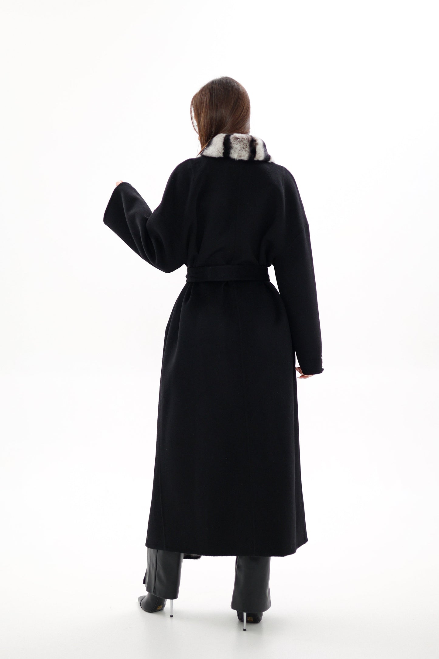 French Orylag Fur Italian Cashmere Wool Coat