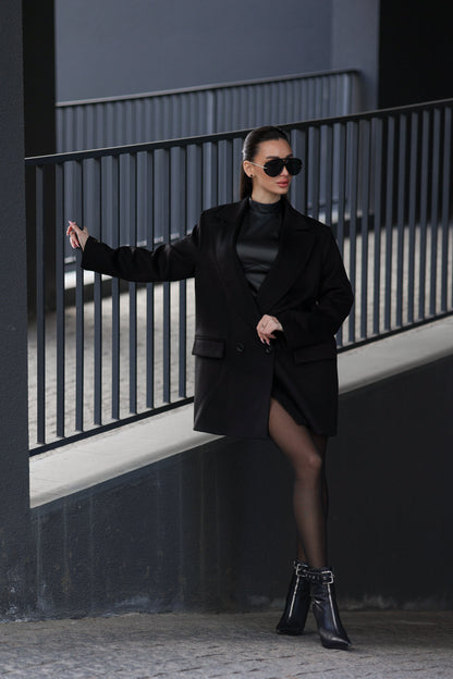 Andie Cashmere Wool Blend Blazer in Black