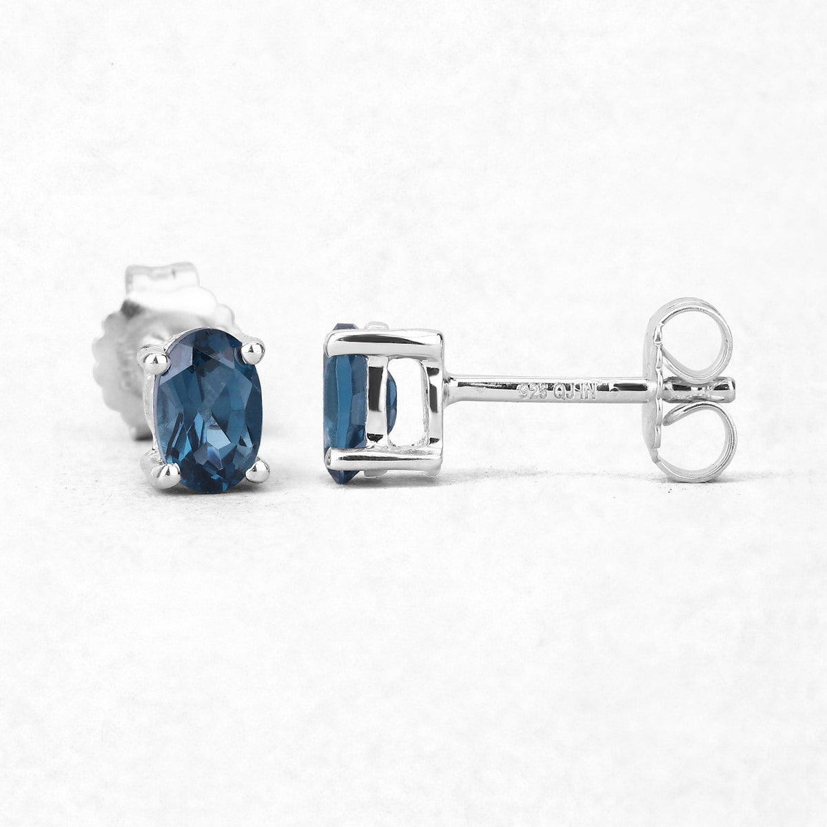 1.08 Carat Genuine London Blue Topaz .925 Sterling Silver Earrings