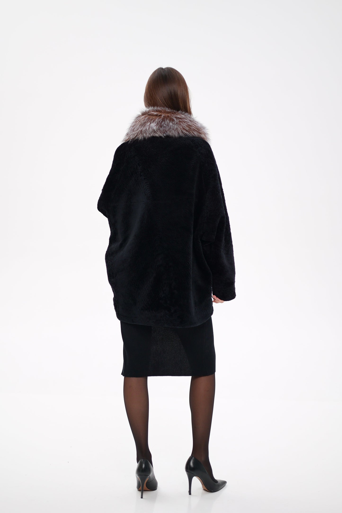 Palermo Astrakhan Silver Fox Trim Coat