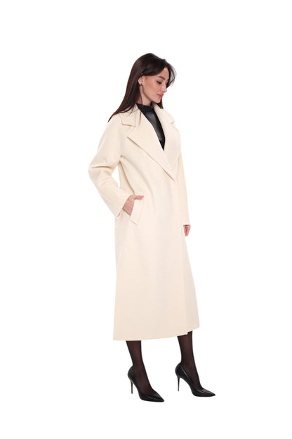 Premium 100% Australian Merino Wool Coat in Marshmallow