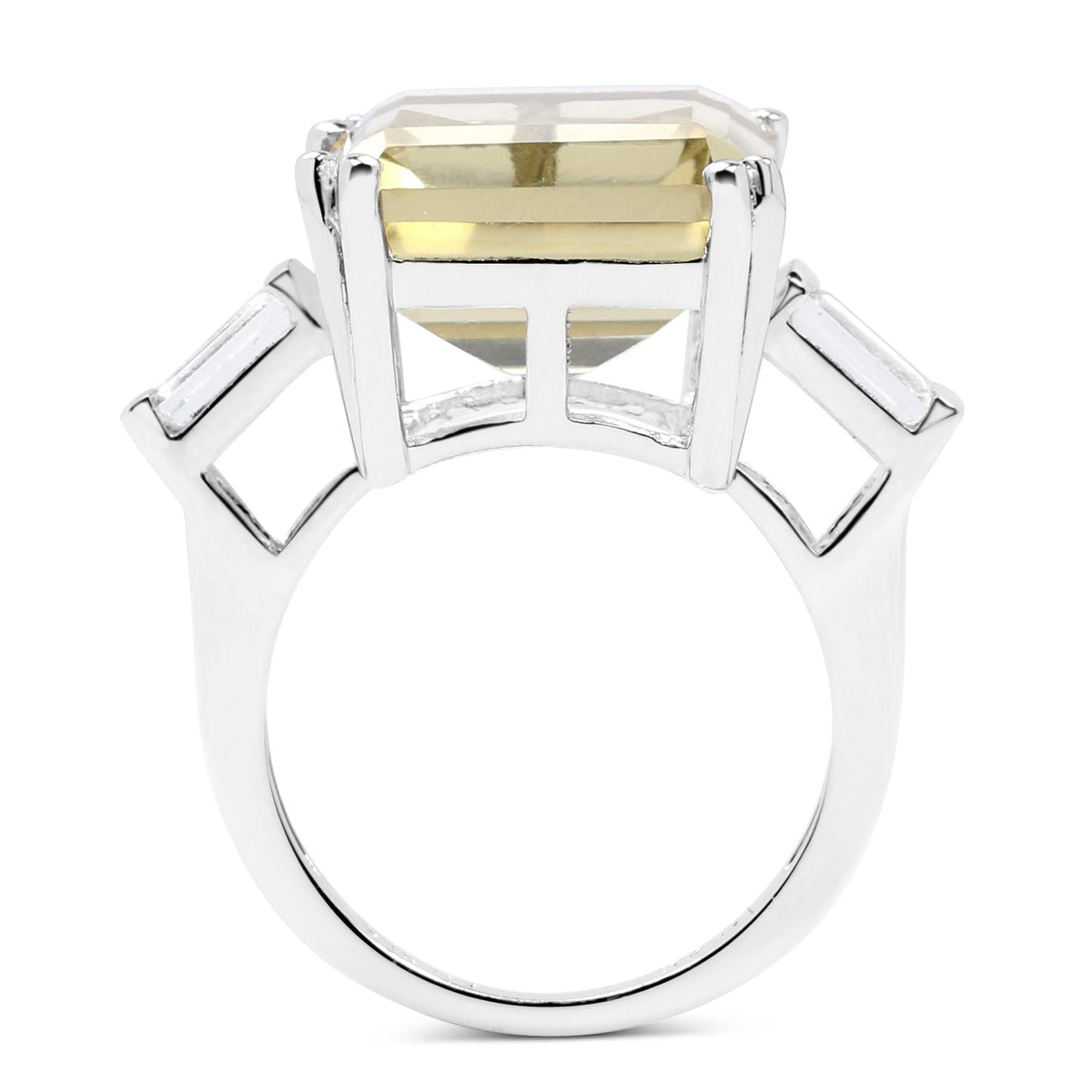 Sterling Silver Lemon Quartz and White Topaz Ring