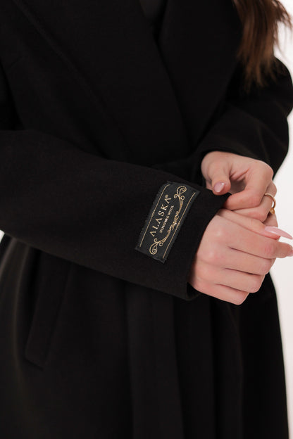Zane Cashmere Wool Blend Overcoat in Black