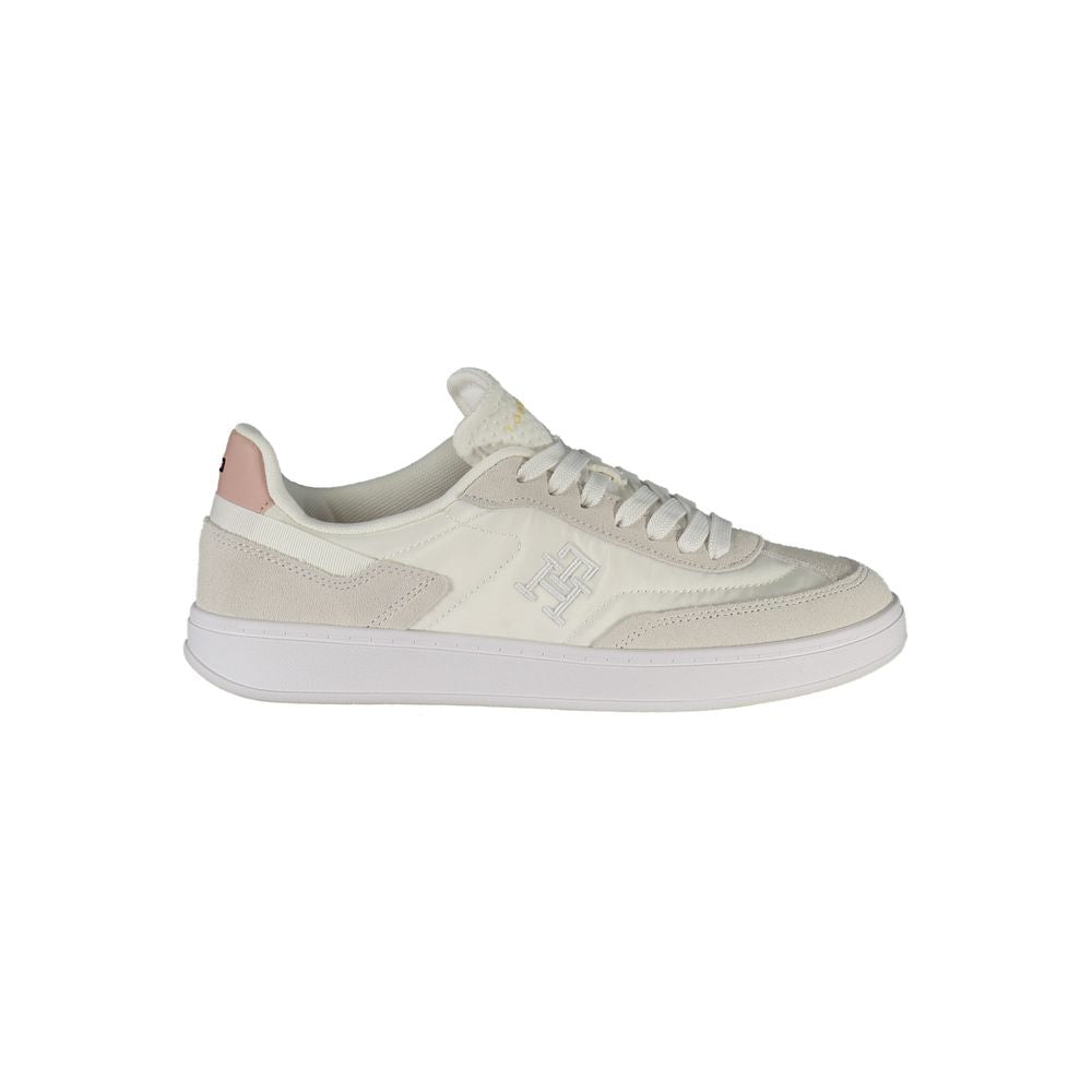 White Polyurethane Women Sneaker