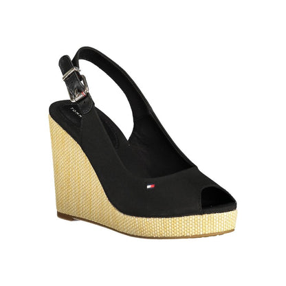 Black Polyester Women Sandal