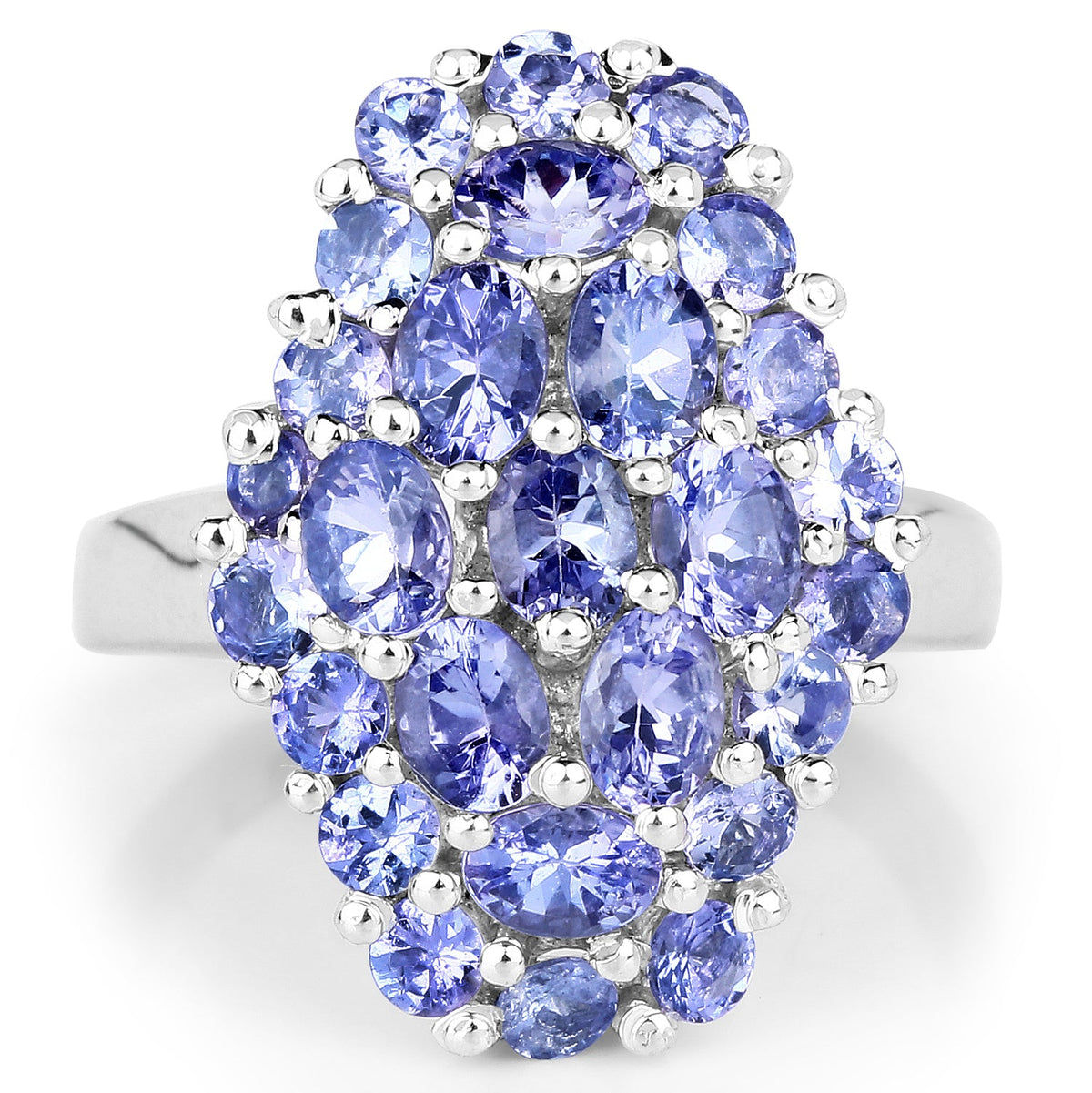 Sterling Silver Tanzanite Cluster Ring