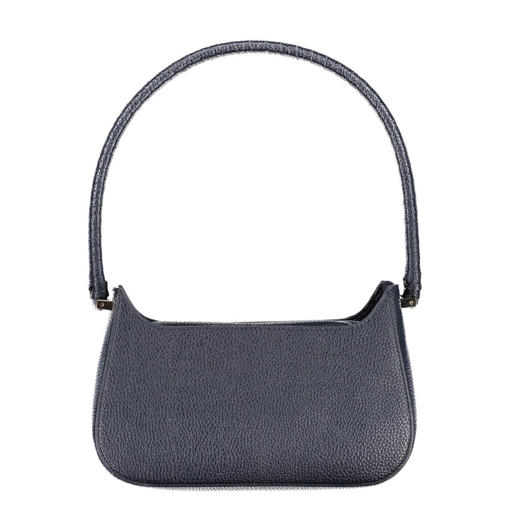 Blue Polyurethane Women Handbag
