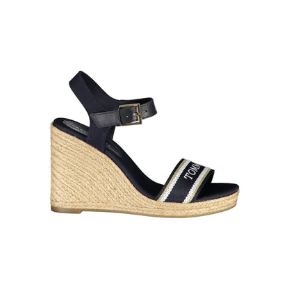 Blue Leather Women's Wedge Sandal