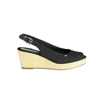 Black Polyester Women Sandal