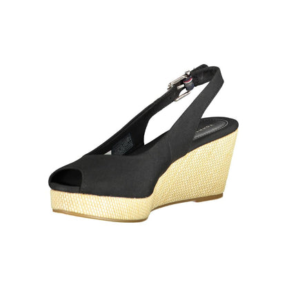 Black Polyester Women Sandal