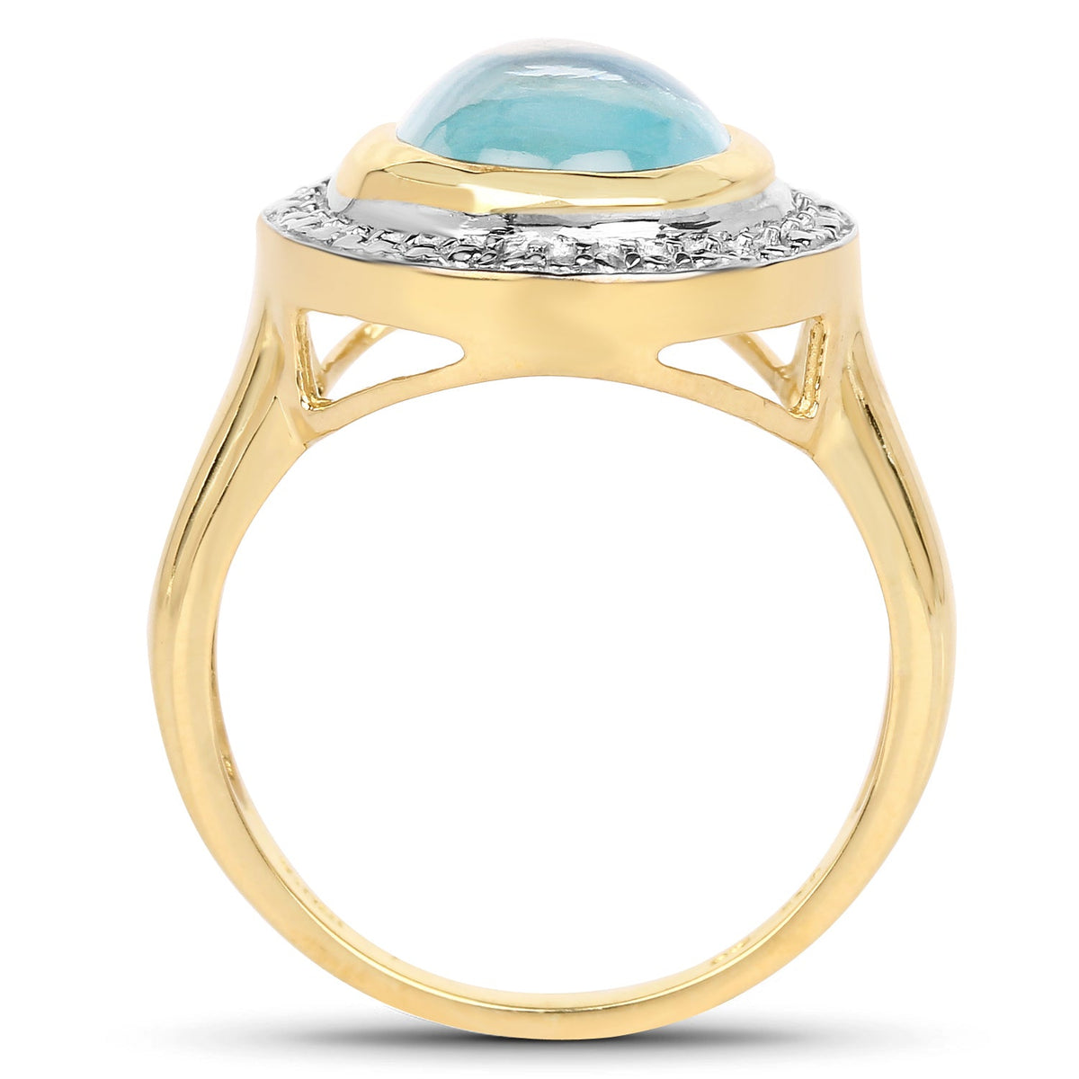Sterling Silver 14K Yellow Gold Plated Blue Topaz Ring