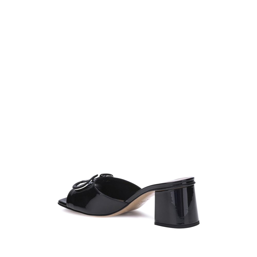 Valentino Garavani VLogo Black Patent Leather Slide Sandals