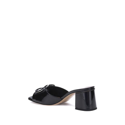 Valentino Garavani VLogo Black Patent Leather Slide Sandals