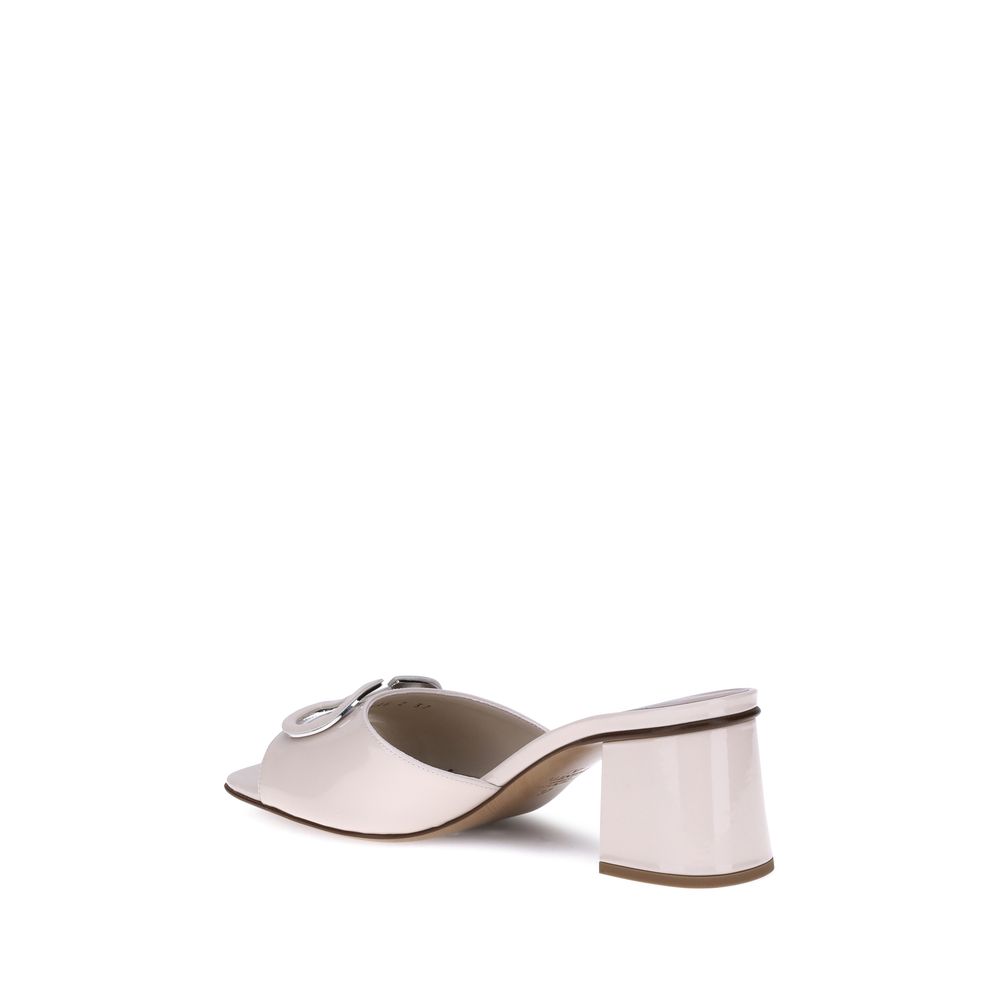 Beige Calf Leather Bos Taurus Flat Sandals