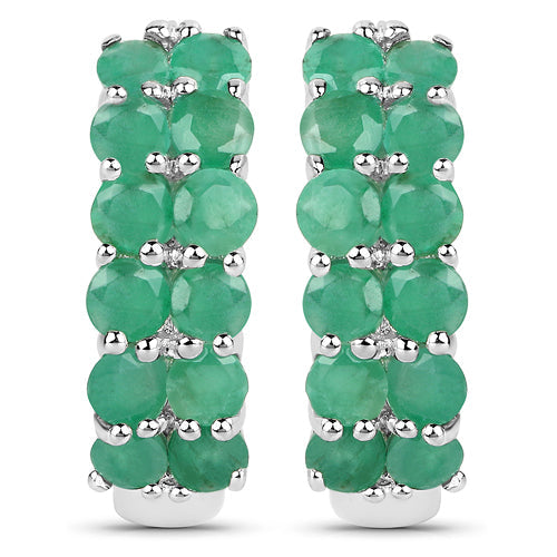 Sterling Silver Emerald Hoop Earrings