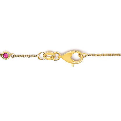 14K Yellow Gold Ruby and Diamond Bezel Station Chain Bracelet