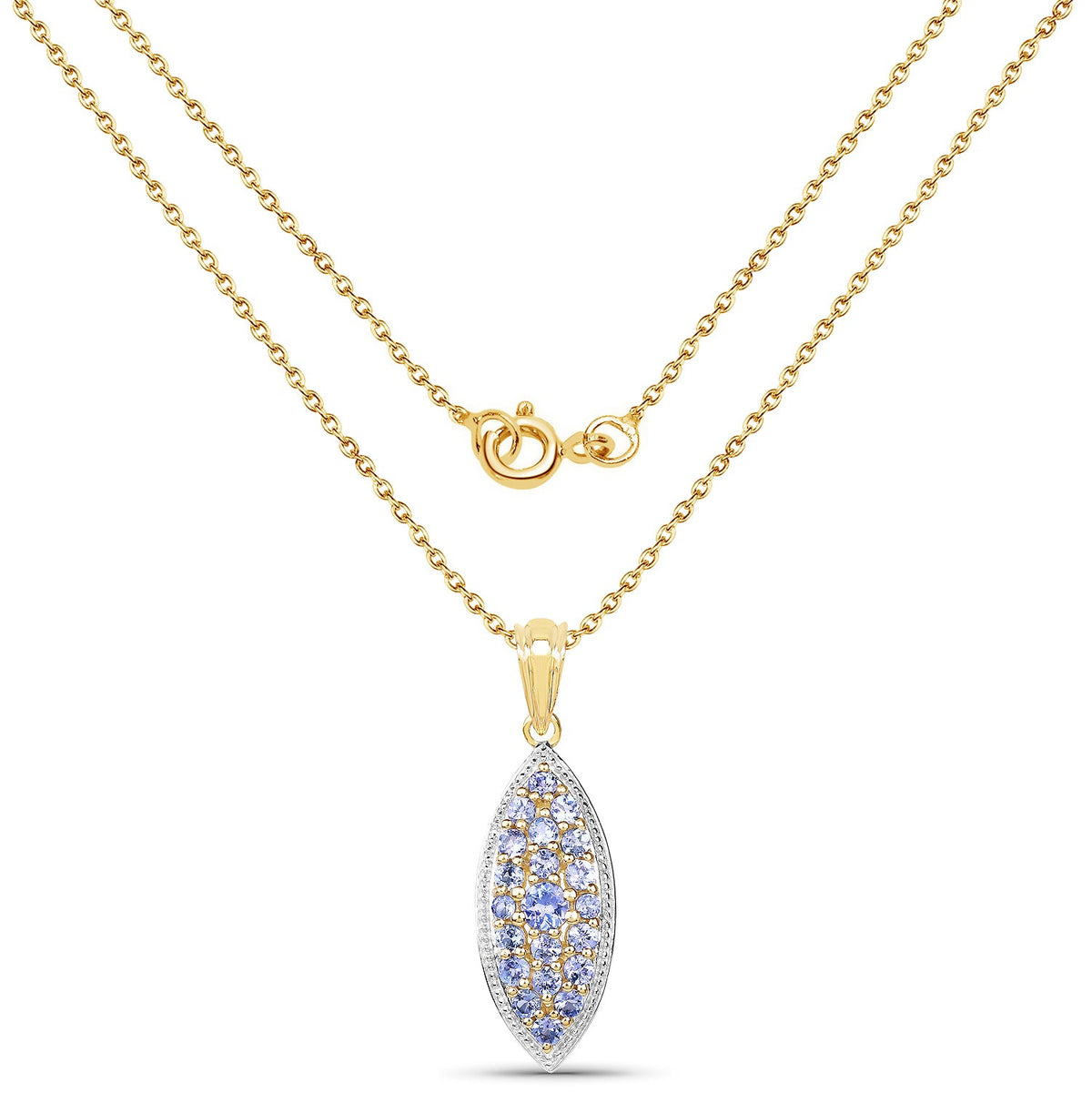 14K Yellow Gold Plated Sterling Silver Tanzanite Pendant