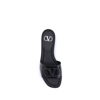 Black Calf Leather Bos Taurus Flat Sandals