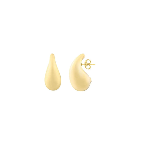 14K Yellow Gold Large Raindrop Stud Earrings
