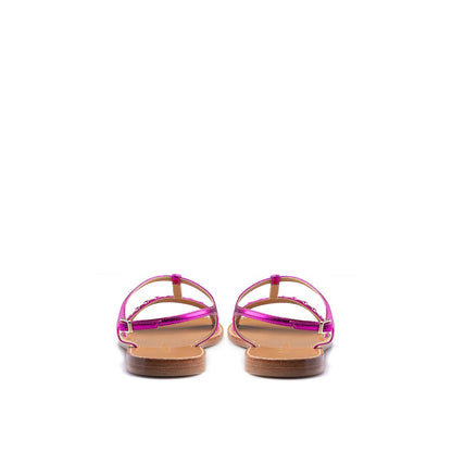 Purple Leather Flat Sandals