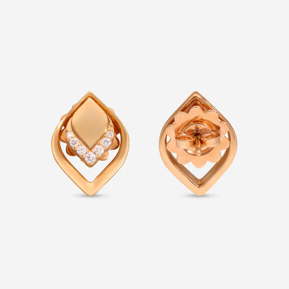 SIGNED PIECES GROUP Roberto Coin Petal 18K Rose Gold Diamond Stud Earrings