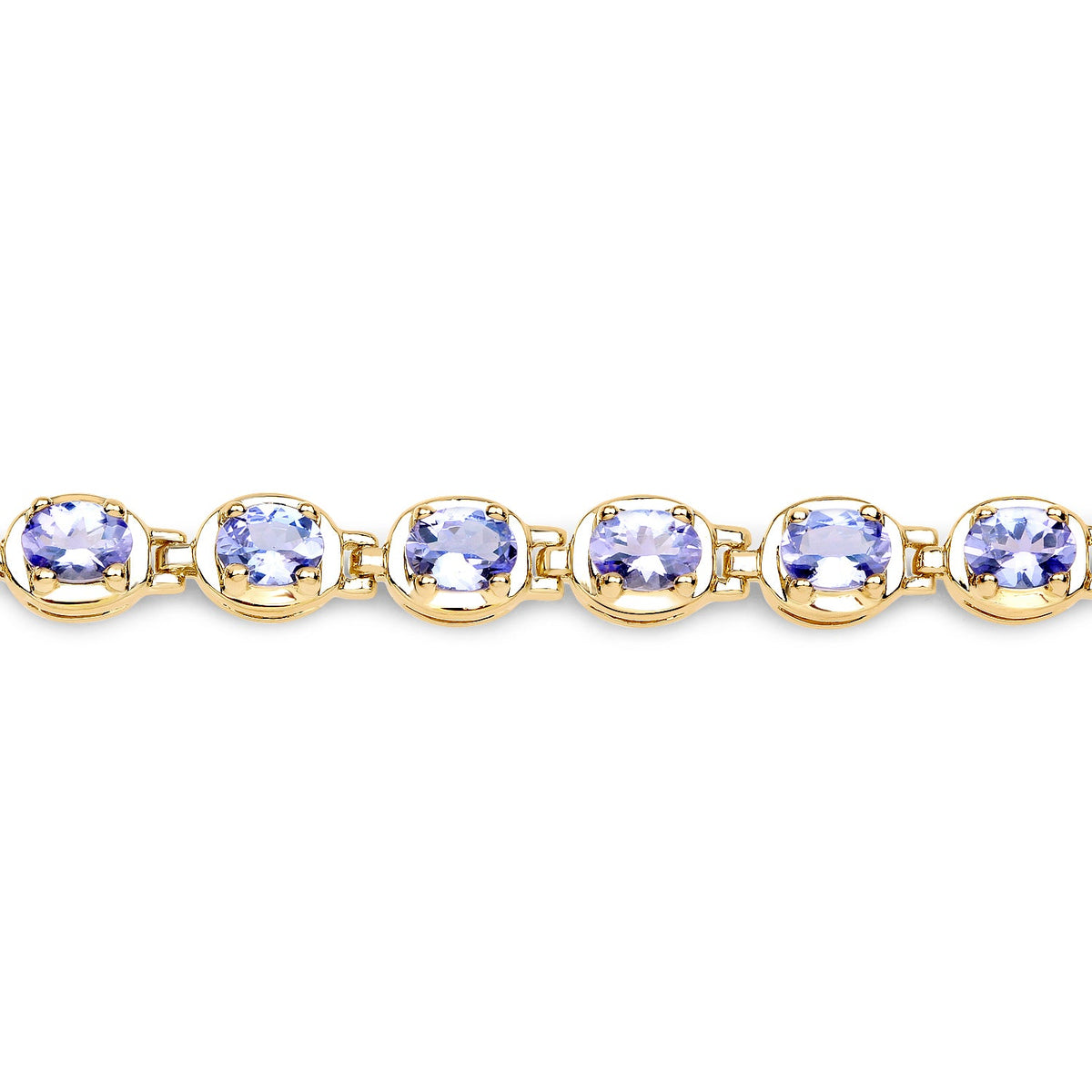 14K Yellow Gold Plated Sterling Silver Tanzanite Tennis Bracelet