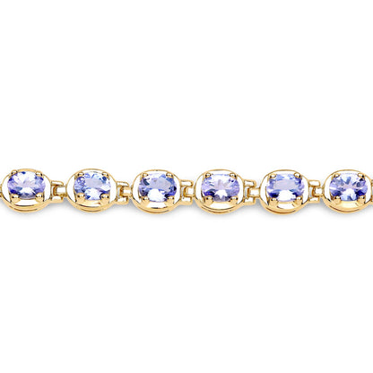 14K Yellow Gold Plated Sterling Silver Tanzanite Tennis Bracelet