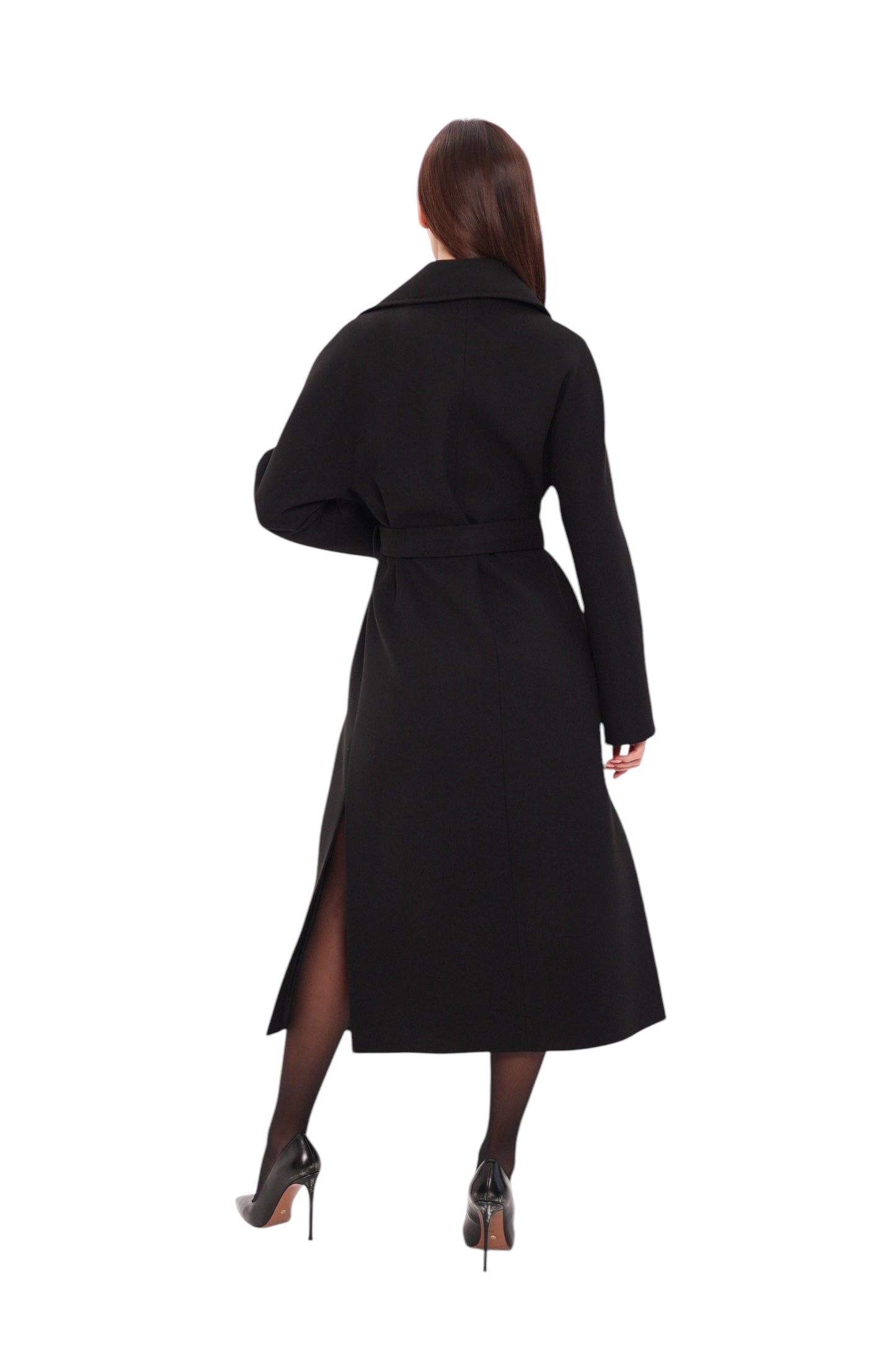 Cambridge Comfort Wraparound Wool Cashmere Coat Black