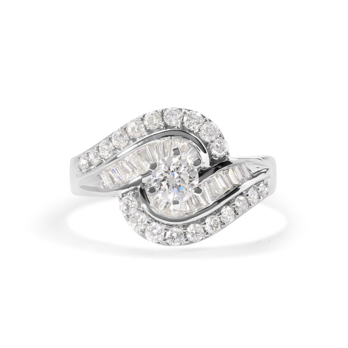 14K White Gold Diamond Swirl Cocktail Ring
