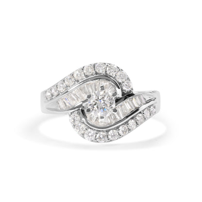 14K White Gold Diamond Swirl Cocktail Ring