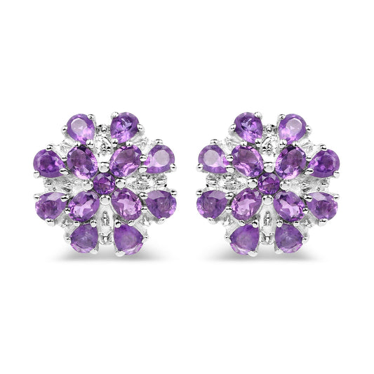 Sterling Silver Amethyst Stud Earrings