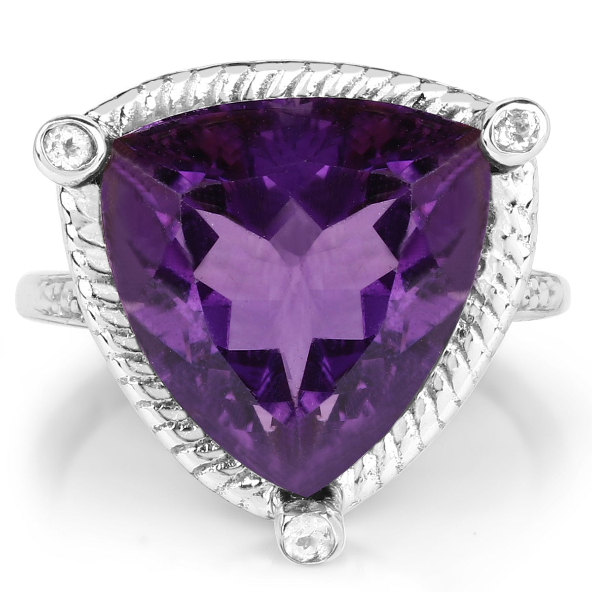 Brass Amethyst and White Topaz Ring