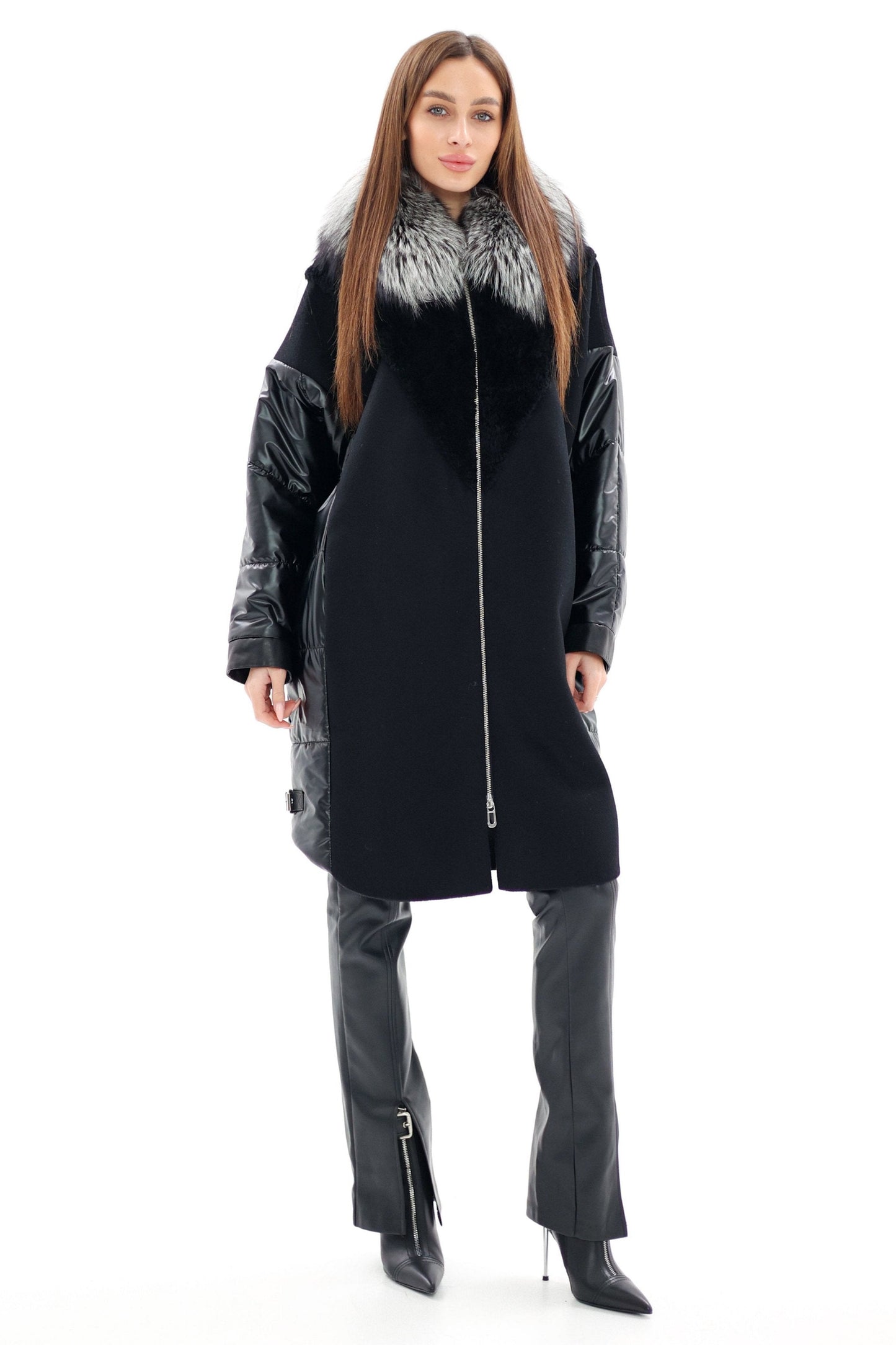 Silver Fox Fur Italian Cashmere Wool Freudenberg Comfortemp® Coat