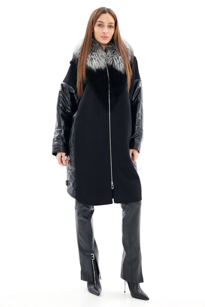 Silver Fox Fur Italian Cashmere Wool Freudenberg Comfortemp® Coat