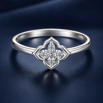 925 Sterling Silver White Gold Plated Moissanite Size 6 Ring for Women
