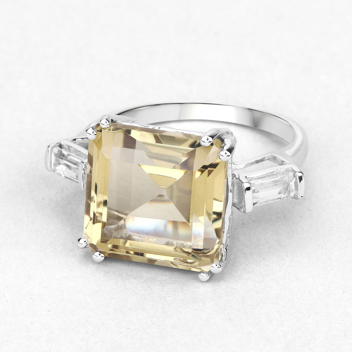 Sterling Silver Lemon Quartz and White Topaz Ring