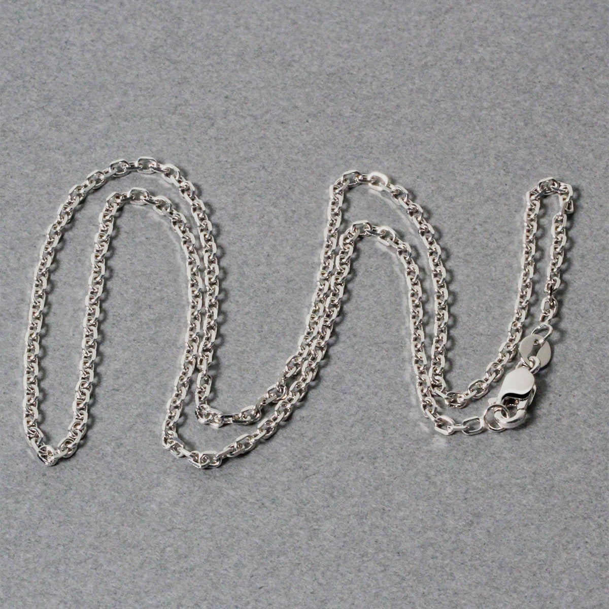18K White Gold Diamond Cut Cable Link Chain