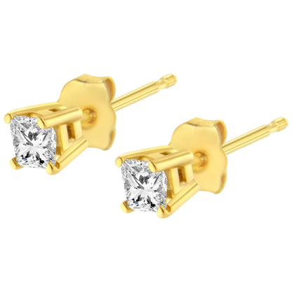14K White Gold Princess-Cut Diamond Stud Earrings