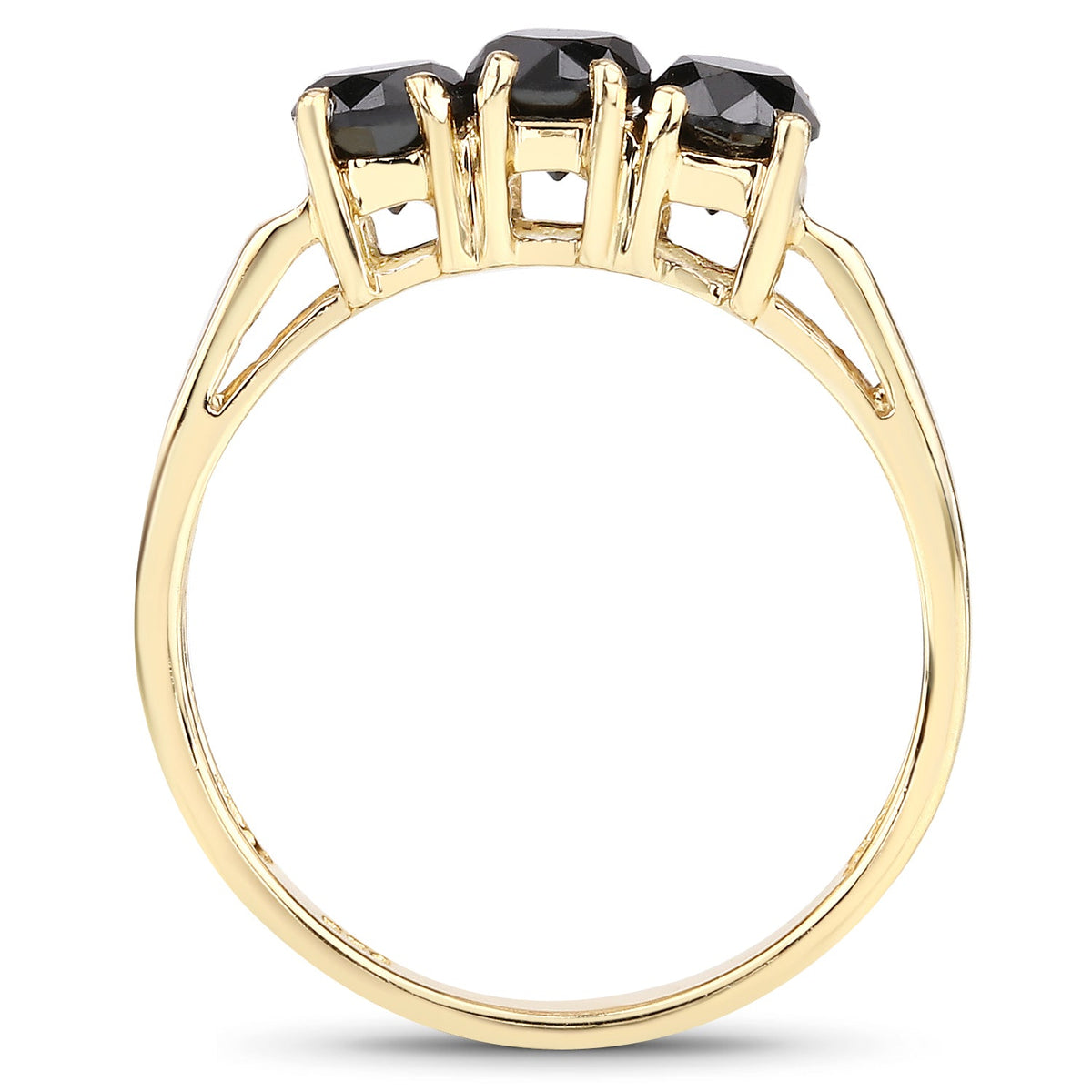 Black Diamond 14K Yellow Gold Plated Sterling Silver Ring