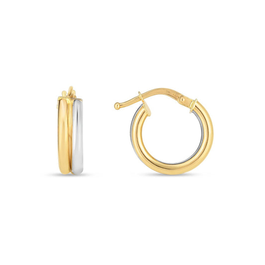 14K Two-Tone Gold Double Round Hoop Earrings