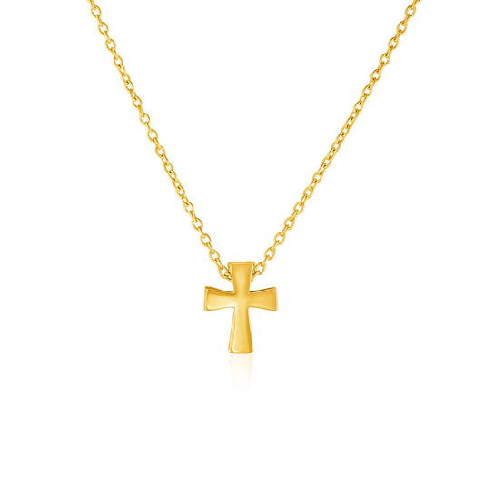 14K Yellow Gold Cross Pendant Necklace