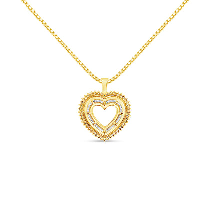 Yellow Gold Plated Sterling Silver 1.0 Cttw Diamond Composite Heart Pendant Necklace