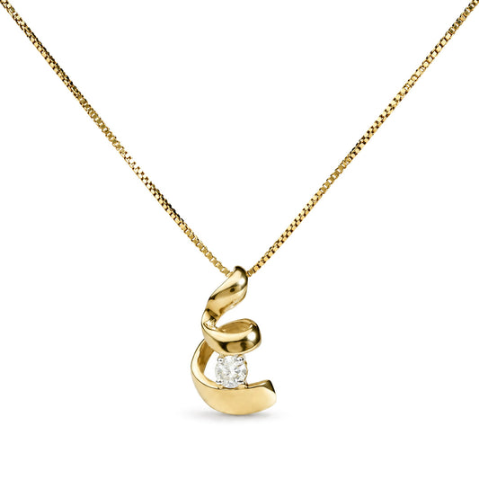 10K Yellow Gold Diamond Spiral Pendant Necklace