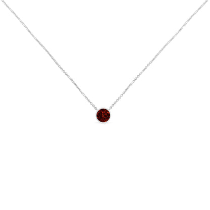 .925 Sterling Silver 3.5mm Red Garnet Gemstone Solitaire 18" Pendant Necklace