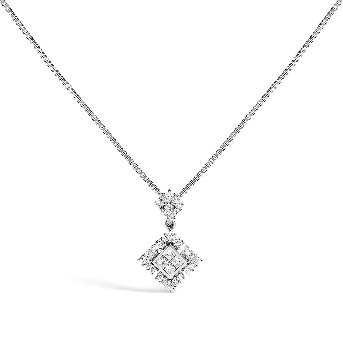 UndeniablyLuxe Fine Jewelry White Gold Diamond Geometric Pendant Necklace