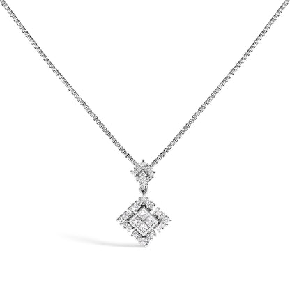 UndeniablyLuxe Fine Jewelry White Gold Diamond Geometric Pendant Necklace