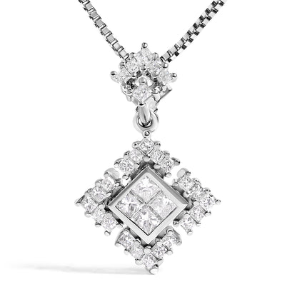 UndeniablyLuxe Fine Jewelry White Gold Diamond Geometric Pendant Necklace